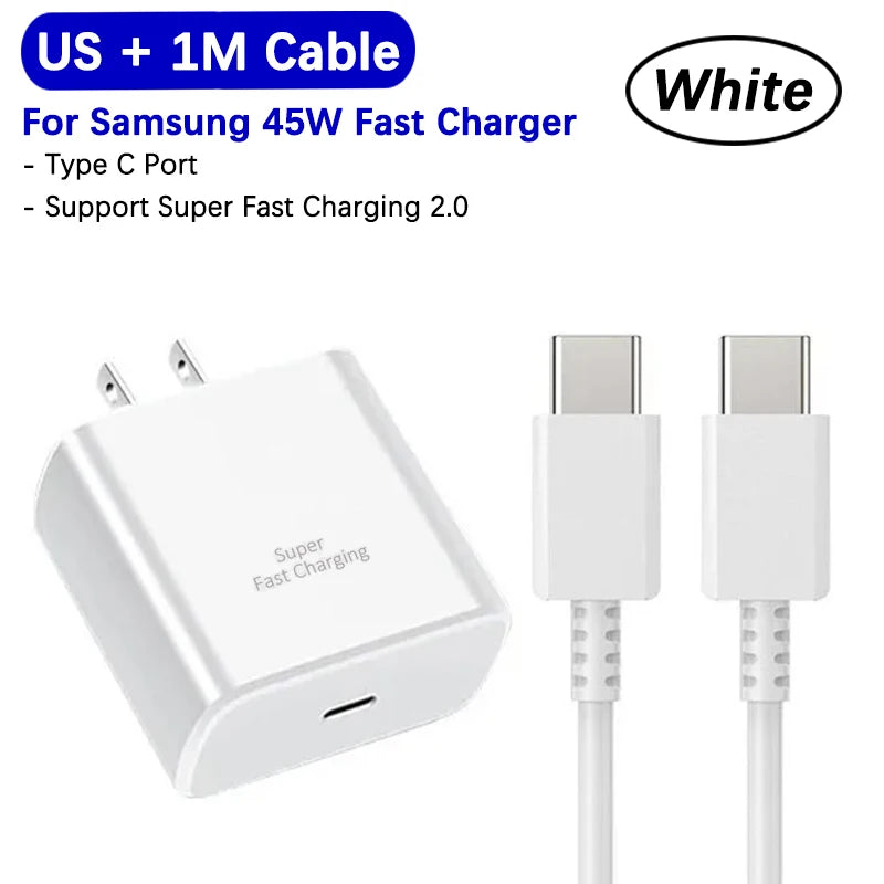 Samsung 45w Super Fast Charger PD Adapter EU US Type C Cargador For Galaxy S26 S25 FE S24 Ultra S23 Plus A55 A56 M55 Tab S11 S10