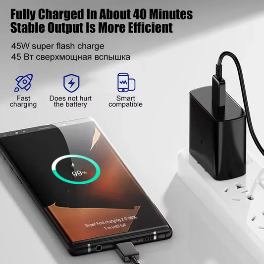 Samsung 45w Super Fast Charger PD Adapter EU US Type C Cargador For Galaxy S26 S25 FE S24 Ultra S23 Plus A55 A56 M55 Tab S11 S10