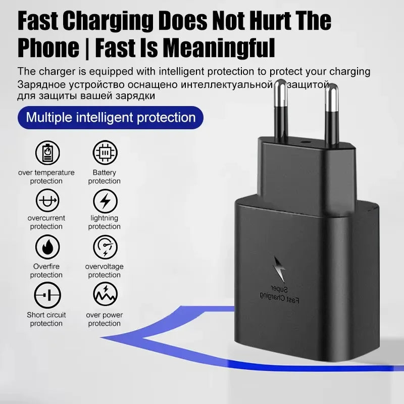 Samsung 45w Super Fast Charger PD Adapter EU US Type C Cargador For Galaxy S26 S25 FE S24 Ultra S23 Plus A55 A56 M55 Tab S11 S10