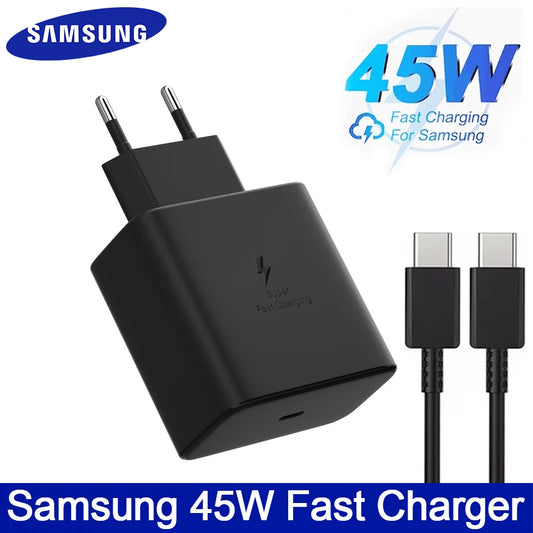 Samsung 45w Super Fast Charger PD Adapter EU US Type C Cargador For Galaxy S26 S25 FE S24 Ultra S23 Plus A55 A56 M55 Tab S11 S10