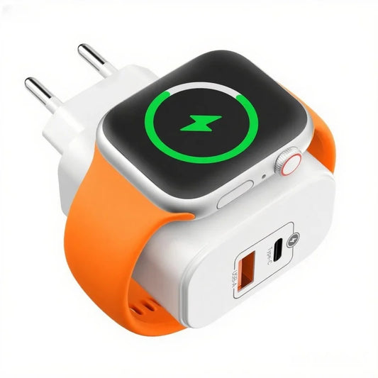 מטען 3 ב־1 אלחוטי + USB-C ו־USB-A בהספק 20W