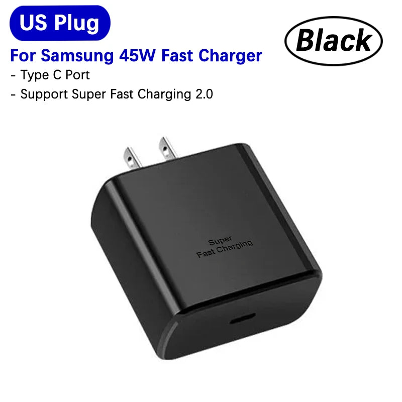 Samsung 45w Super Fast Charger PD Adapter EU US Type C Cargador For Galaxy S26 S25 FE S24 Ultra S23 Plus A55 A56 M55 Tab S11 S10