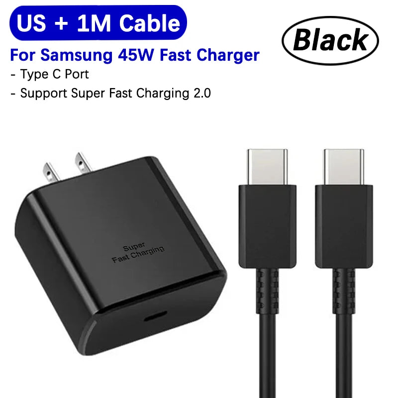 Samsung 45w Super Fast Charger PD Adapter EU US Type C Cargador For Galaxy S26 S25 FE S24 Ultra S23 Plus A55 A56 M55 Tab S11 S10