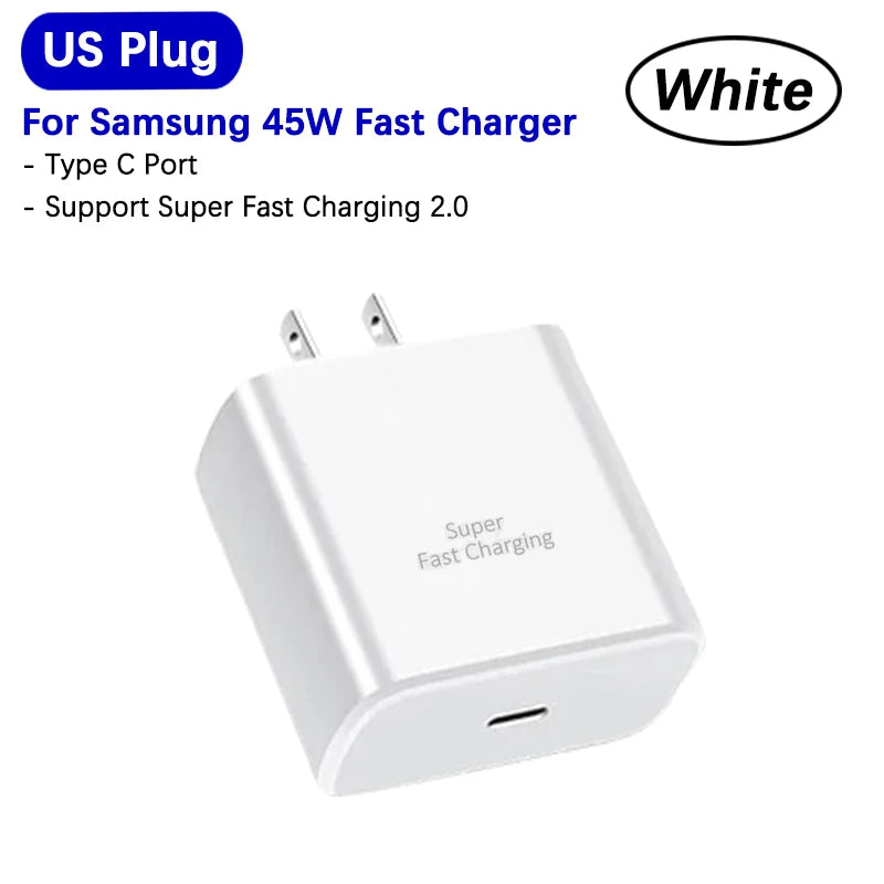 Samsung 45w Super Fast Charger PD Adapter EU US Type C Cargador For Galaxy S26 S25 FE S24 Ultra S23 Plus A55 A56 M55 Tab S11 S10
