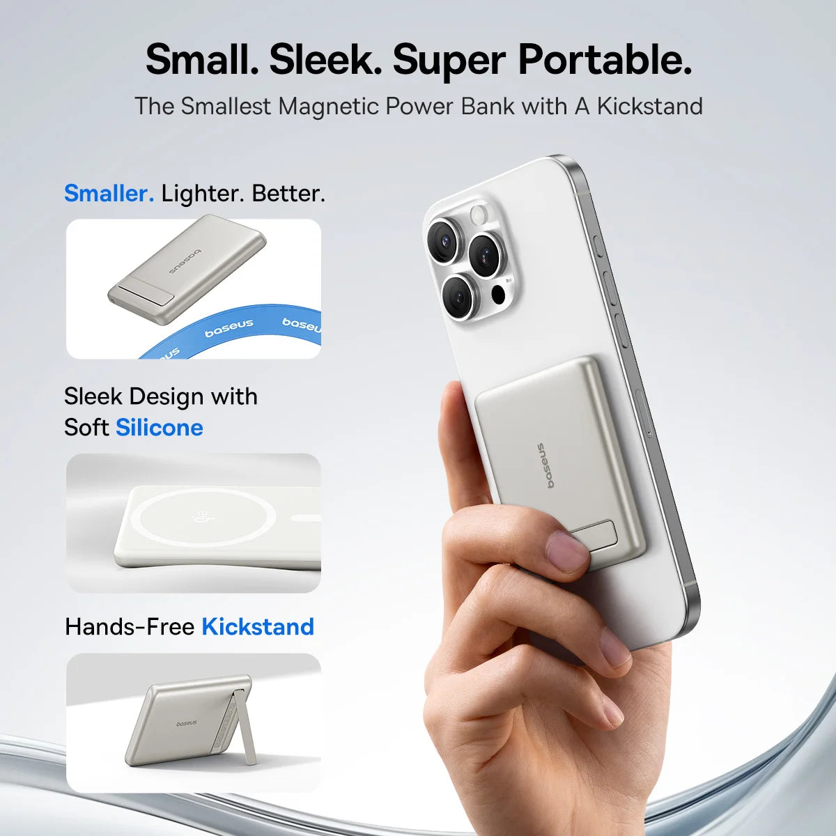 Baseus Qi2 Magnetic Power Bank With Kickstand PD 20W 5000mAh Portable Wireless Fast Charging PowerBank For iPhone Samsung Xiaomi